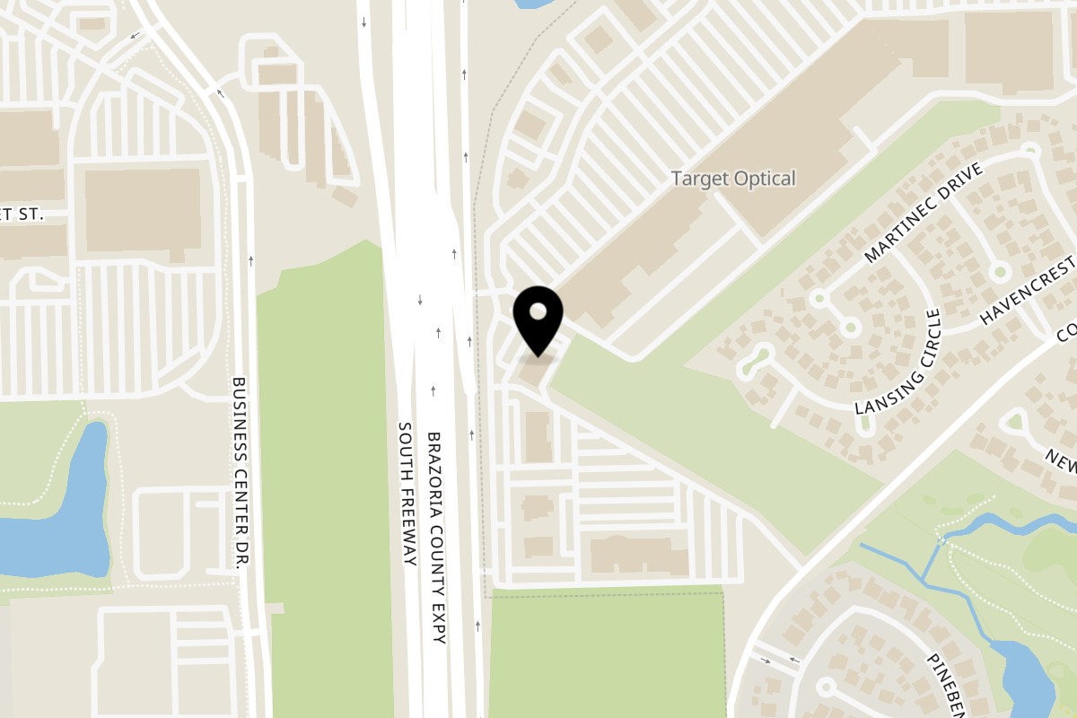 Map showing the location of The Monk’s Indian Bistro - Pearland on 3145 Silverlake Village Dr #112 in Pearland